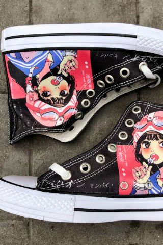 Anime Lolipop Girl Uzun Kanvas Ayakkabı
