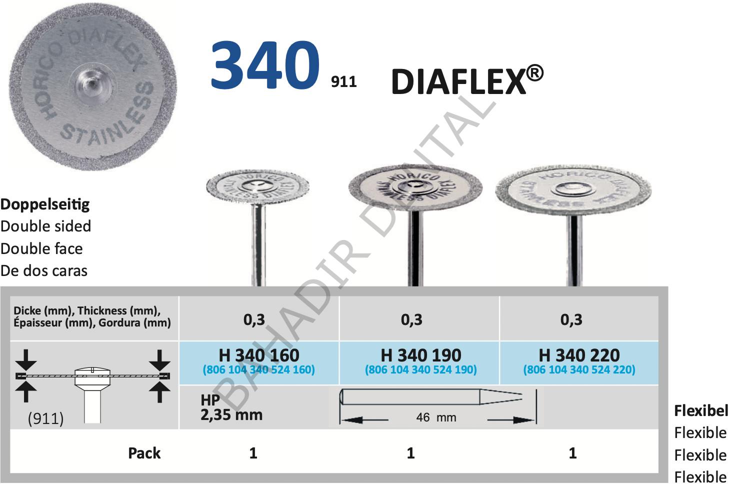 Esnek Porselen Separe - Horico H 340 DIAFLEX® Çift Taraflı