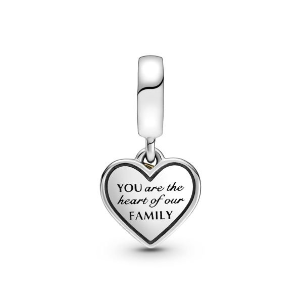Nur Silver Gold Detay Hayat Ağacı Family Kalp Gümüş Charm NUR-BL00141