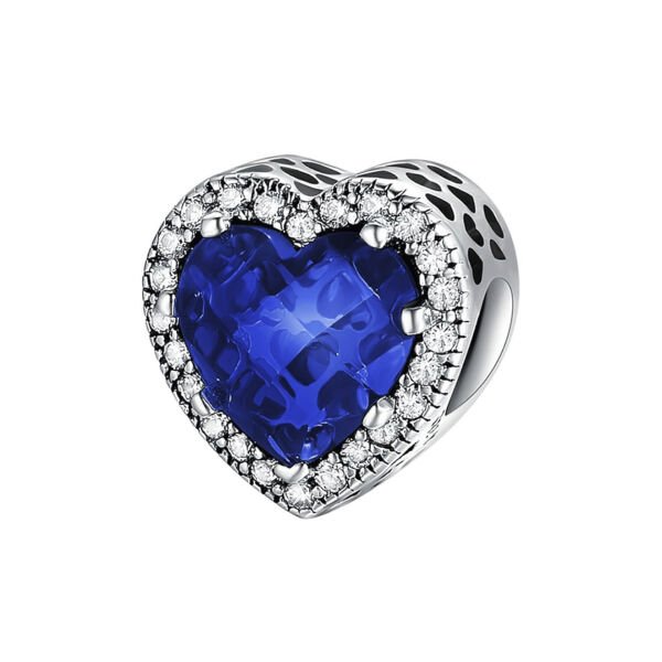 Nur Silver Mavi Taşlı Kalp Gümüş Charm NUR-BL00192