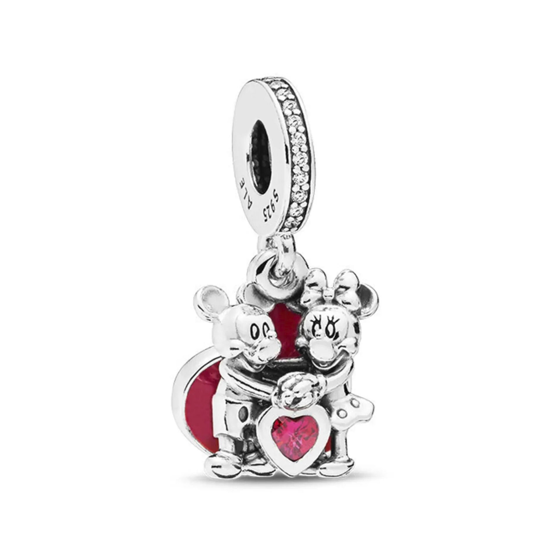 Nur Silver Mickey Ve Minnie Kalp Gümüş Charm NUR-BL00209