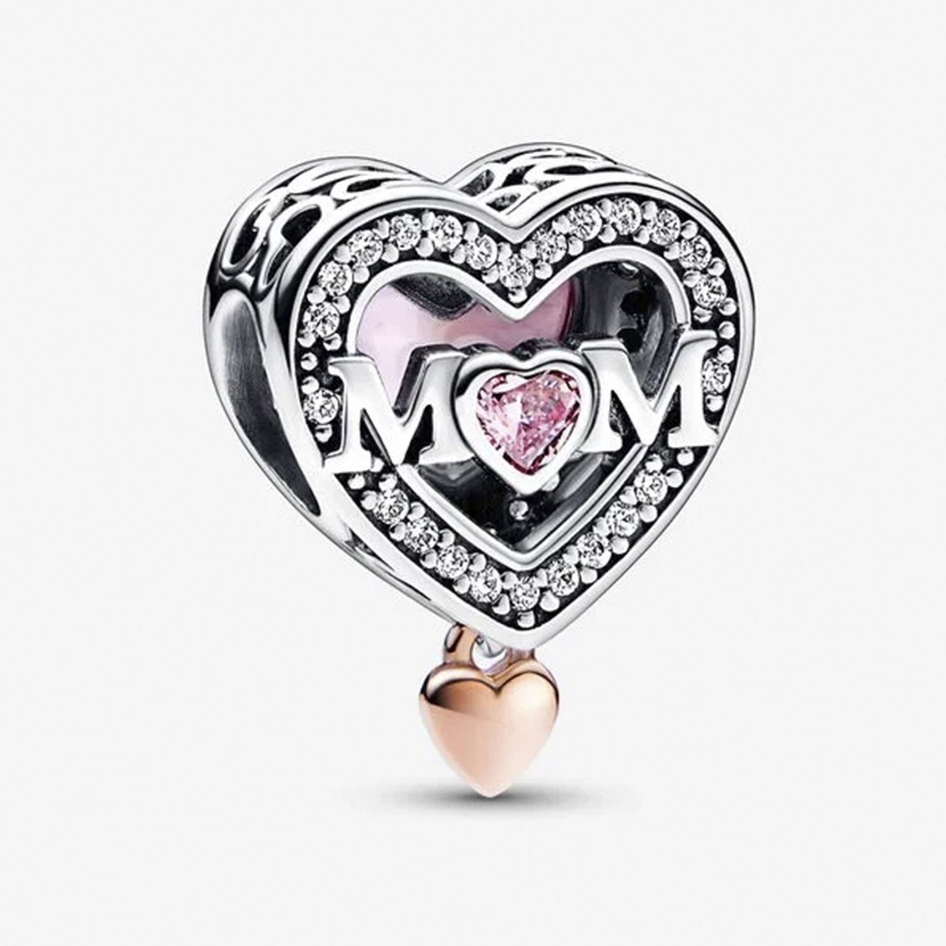 Nur Silver İki Renkli Kafes İşi Mum Ve Kalp Gümüş Charm - NUR-CH00007