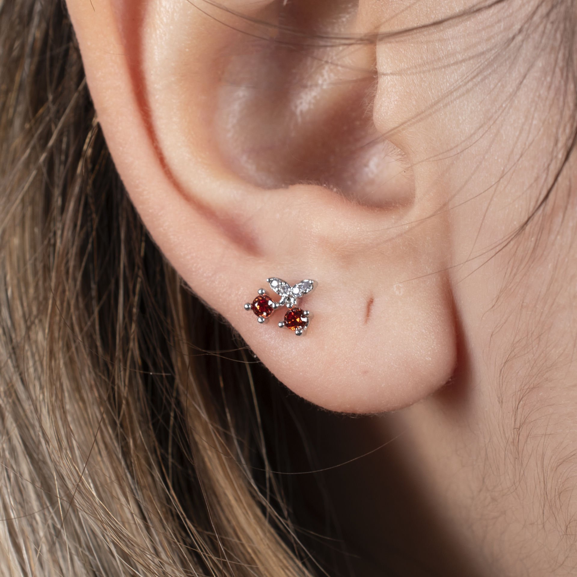Nur Silver Kiraz Çelik Tragus - NUR-KE03290