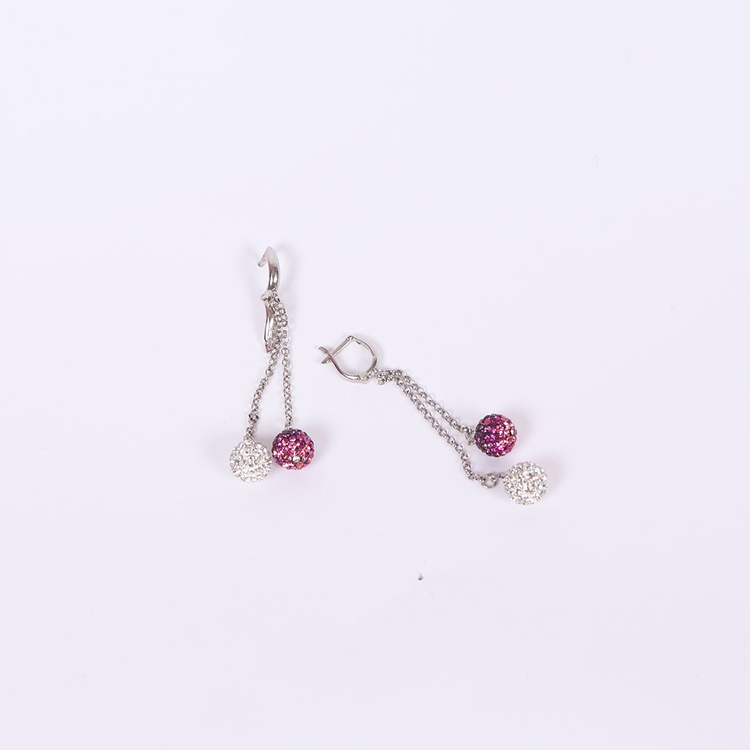 Nur Silver Mor Ve Beyaz Toplu Gümüş Küpe NUR-KP01862