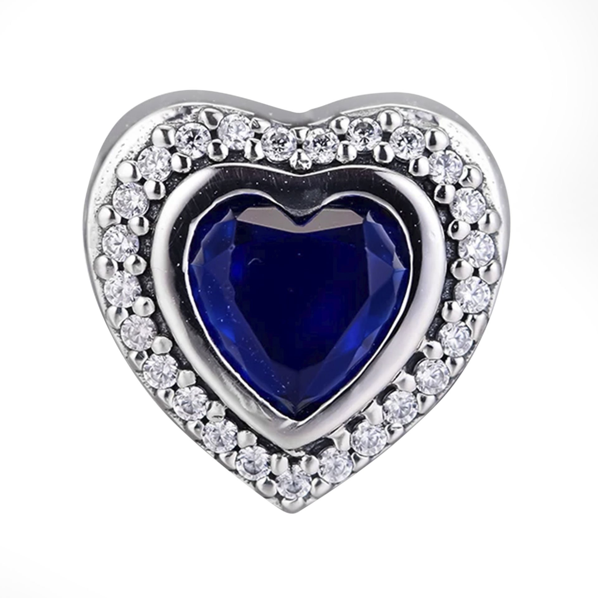 Nur Silver Lacivert Taşlı Kalp Gümüş Charm NUR-BL00280