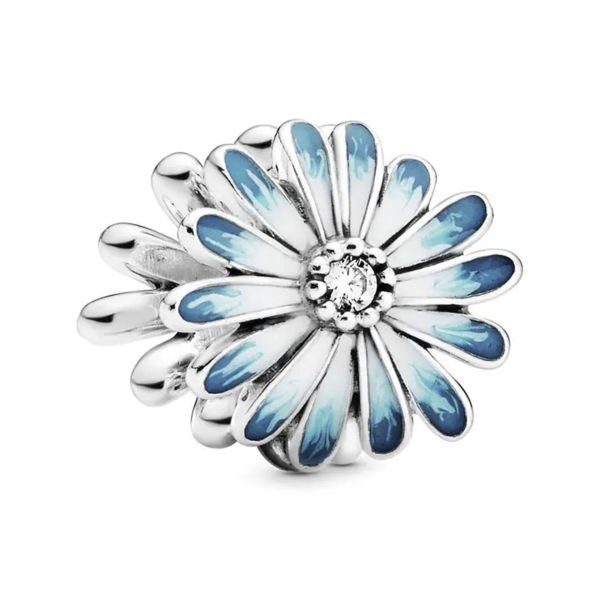 Nur Silver Ajur Mavi Papatya Çiçek Gümüş Charm NUR-BL00288