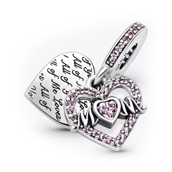 Nur Silver Heart Mom Dangel Gümüş Charm NUR-BL00289