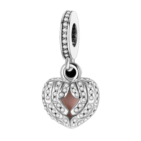 Nur Silver Melek Kanatlı Kalp Gümüş Charm NUR-BL00292