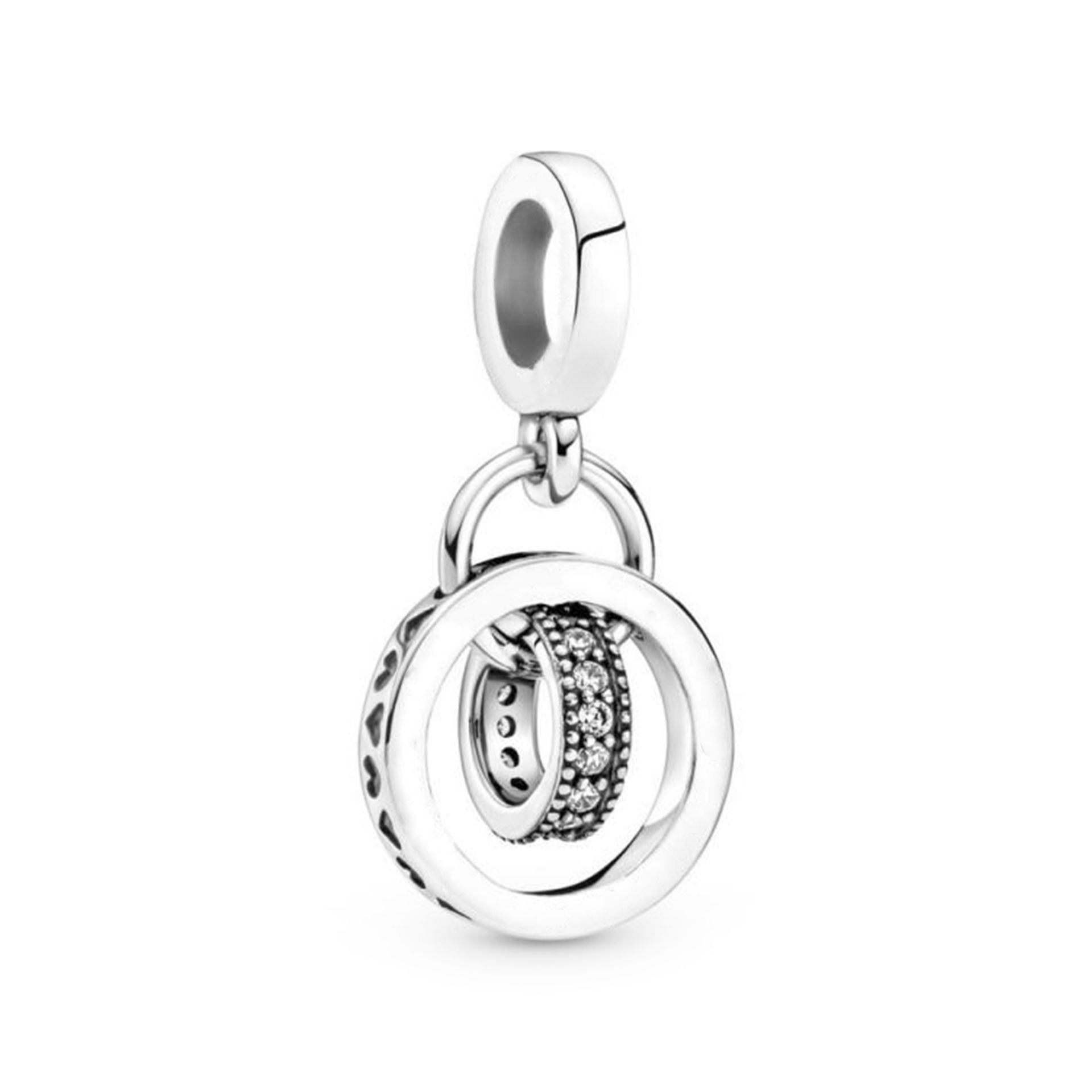 Nur Silver İç İçe Halkalar Sallantılı Gümüş Charm NUR-BL00348