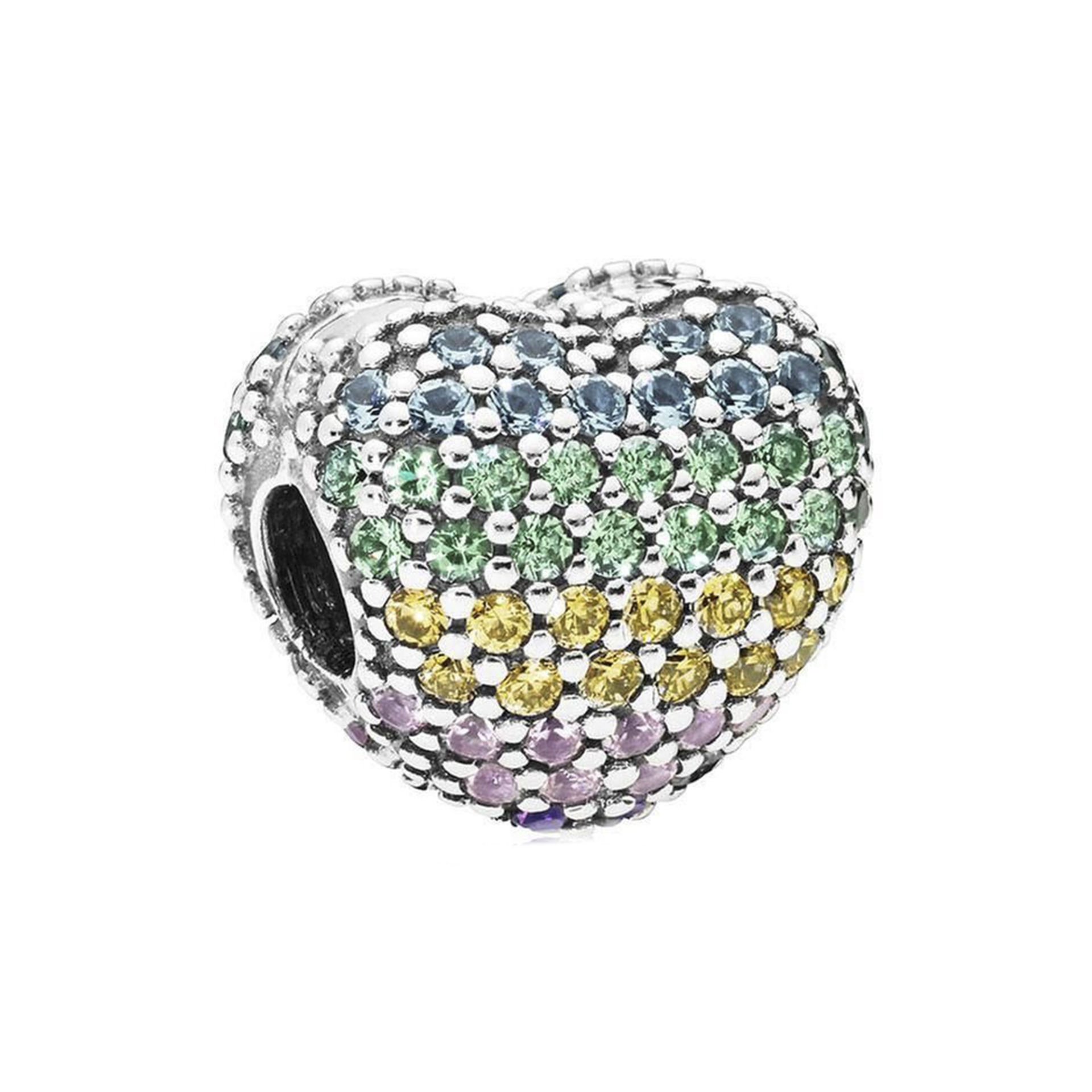 Nur Silver Renkli Kalp Gümüş Charm NUR-BL01136