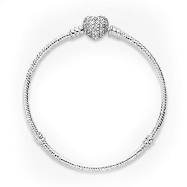Nur Silver Işıltılı Kalp Kıvrımlı Zincir Gümüş Bileklik NUR-BL01418