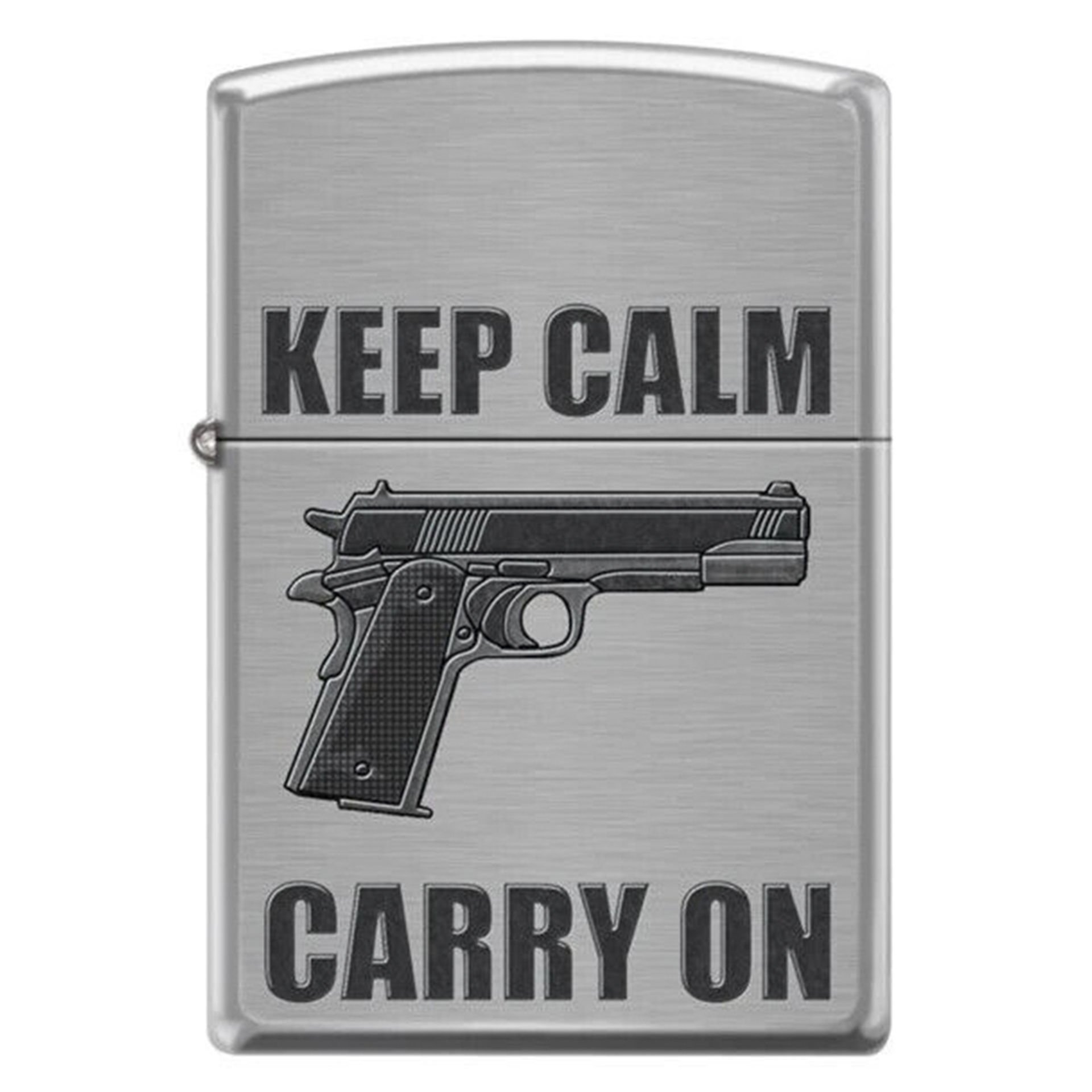 Zippo Keep Calm Carry On Brushed Chrome Çakmak - 49007-00062-MODEL04