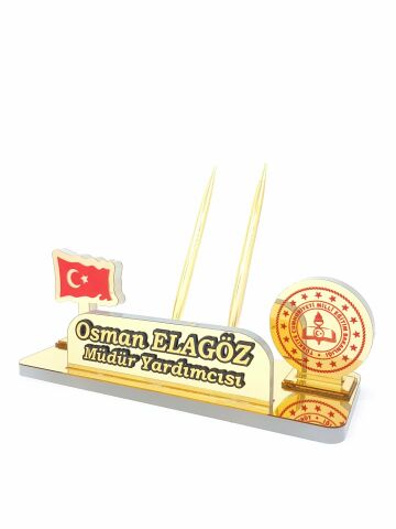 Milli Eğitim Bakanlığı ve Türk Bayrağı Logolu Masa İsimliği