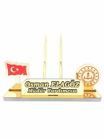 Milli Eğitim Bakanlığı ve Türk Bayrağı Logolu Masa İsimliği