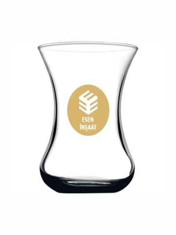 Mat altın renk logolu çay bardağı
