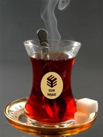 Mat altın renk logolu çay bardağı