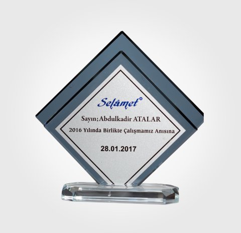 Özel Kesim Füme Kristal Plaket