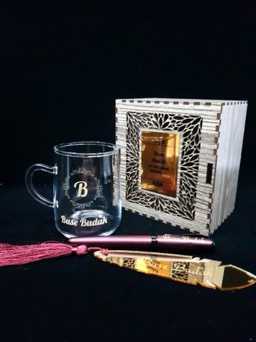 Termisil kupa bardak, kalem ve kitap ayracı seti