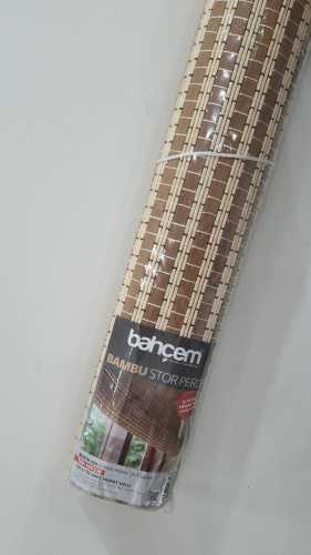 Bambu Stor Perde 200x180cm Süt Kahve/Krem