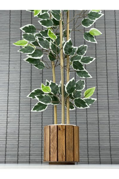 Bahçem Yapay Yoğun Yapraklı Dekoratif Benjamin Ağacı Ahşap Saksılı 100cm