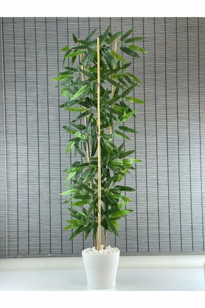 Dekoratif Yapay Yapraklı 3 Gövde Bambu Ağacı 110cm Yeni Ürün %100 Orjinal Bambu
