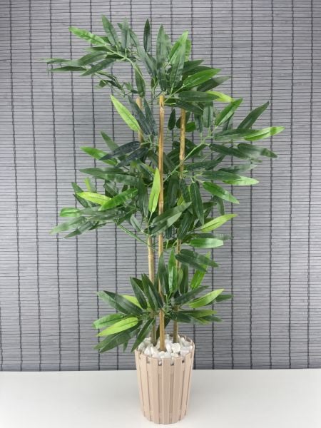 Yapay Yoğun Yapraklı Dekoratif Bambu Ağacı 3 Gövde 80cm