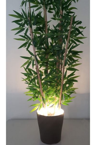 Dekoratif Işıklı Yoğun Yapay Yapraklı 8 Gövde Bambu Ağacı