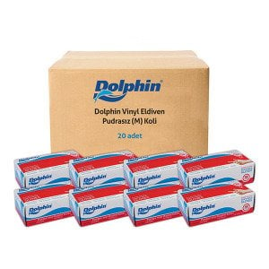 Dolphin Vinyl Muayene Eldiveni Pudrasız Medium 100'lü Paket