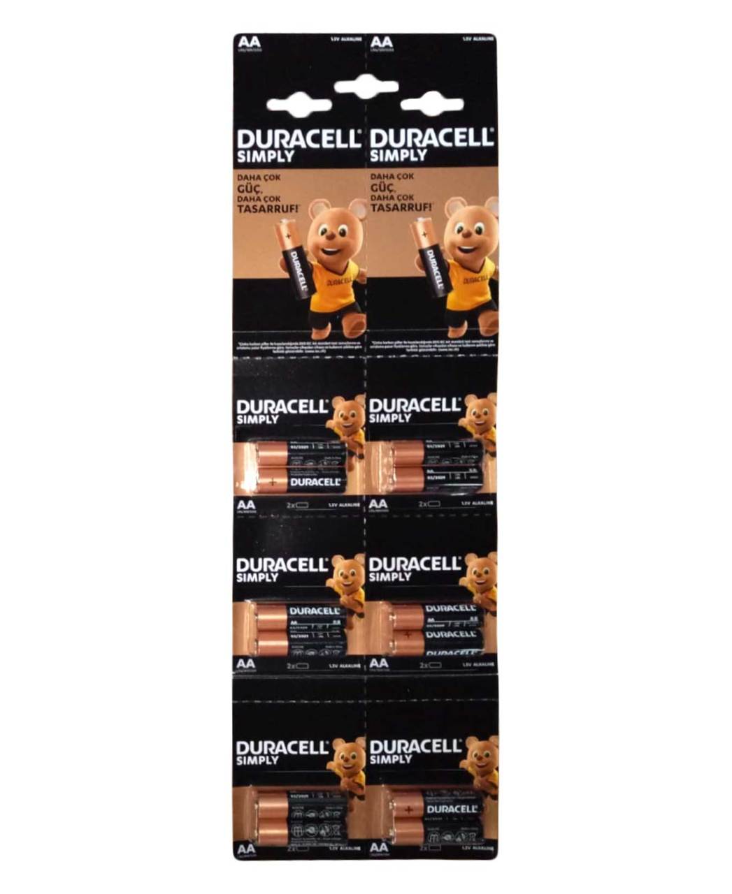 DURACELL PİL 20 Lİ AA KALEM KARTELA (2x10)