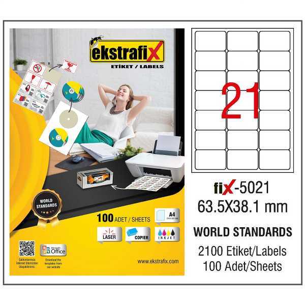 Ekstrafix Fix-5021 63.5x38.1  Laser Etiket