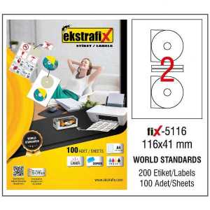 Ekstrafix Fix-5116  116X41 CD Laser Etiket