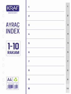 Kraf 1010 1-10 Rakam Dosya Ayraç /Seperatör