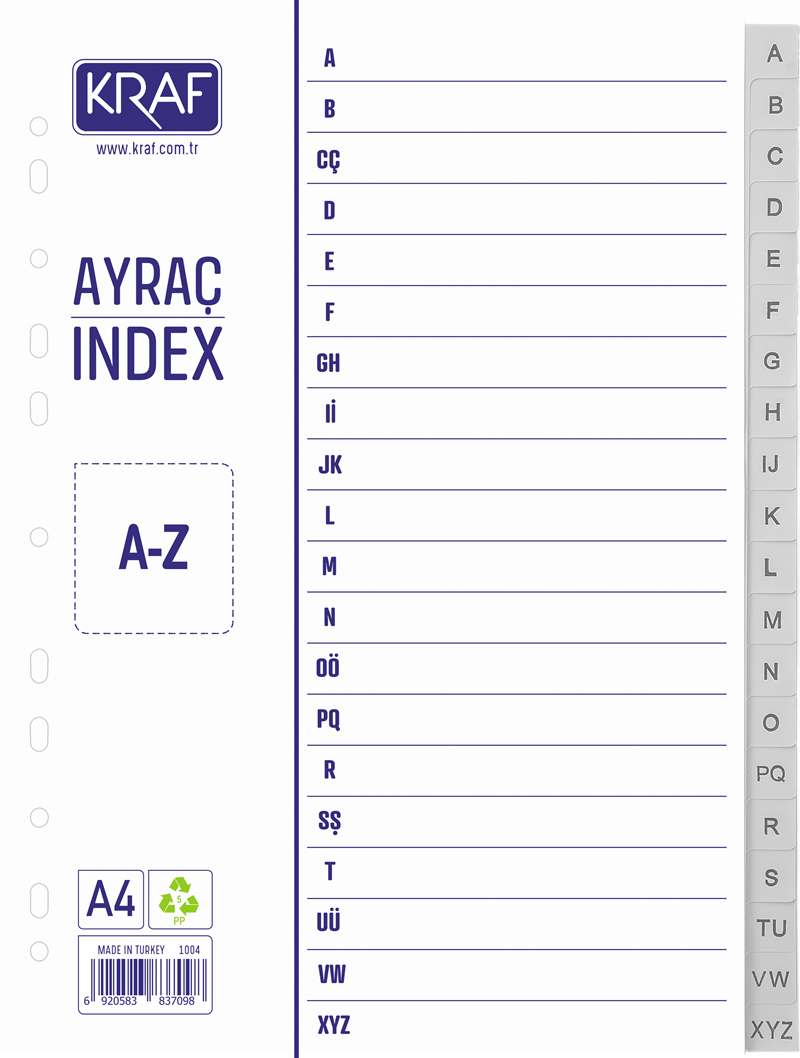 Kraf 1004 A-Z  Dosya Ayraç /Seperatör