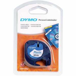 Dymo Letratag Plastik Etiket 12 mm x 4 m Beyaz