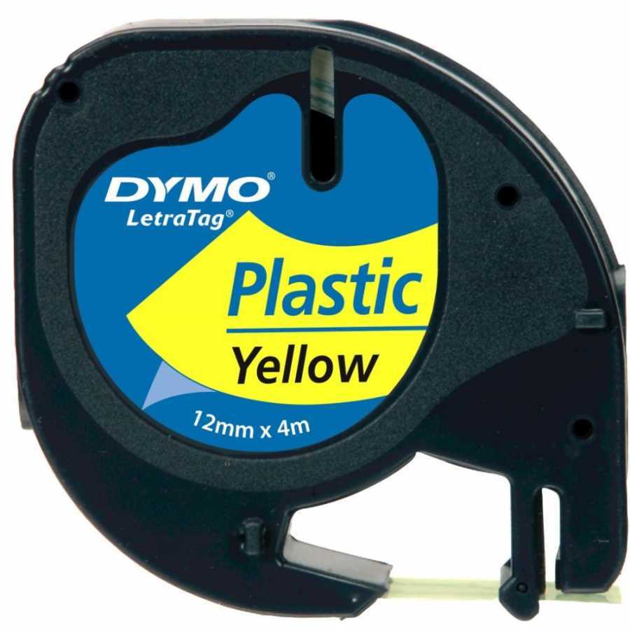 Dymo Letratag Plastik Etiket 12 mm x 4 m Sarı