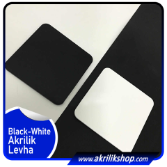 (Black -White)- Siyah Beyaz Akrilik Levha 3 mm Bw 150X300 (B)