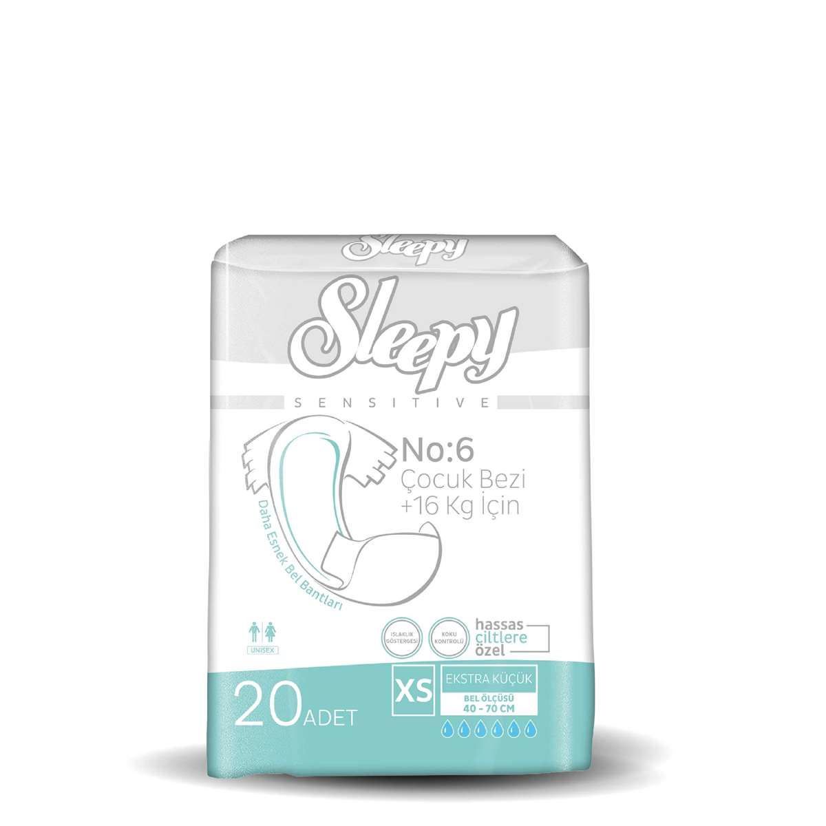 Sleepy Sensitive Belbantlı 16 Kg + Hasta Bezi Ekstra Küçük 20 Adet