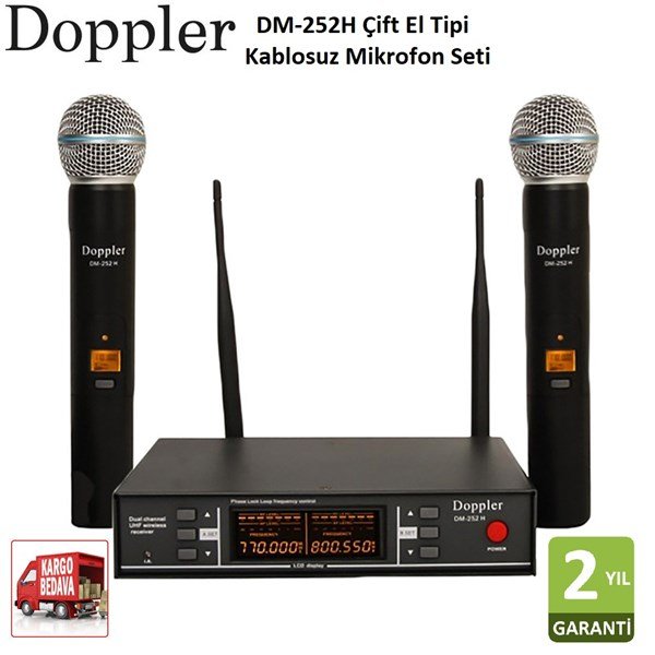 Doppler DM-252H Çift Anten Çift El Telsiz Mikrofon Seti