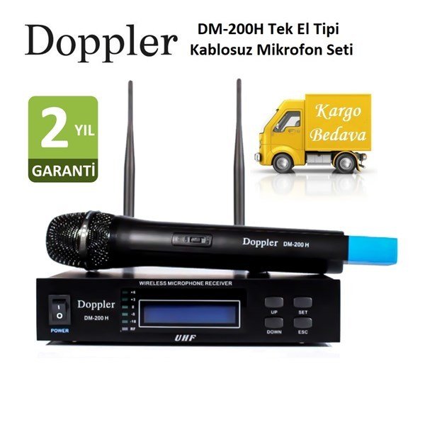 Doppler DM 200H Çift Anten Tek El Telsiz Mikrofon