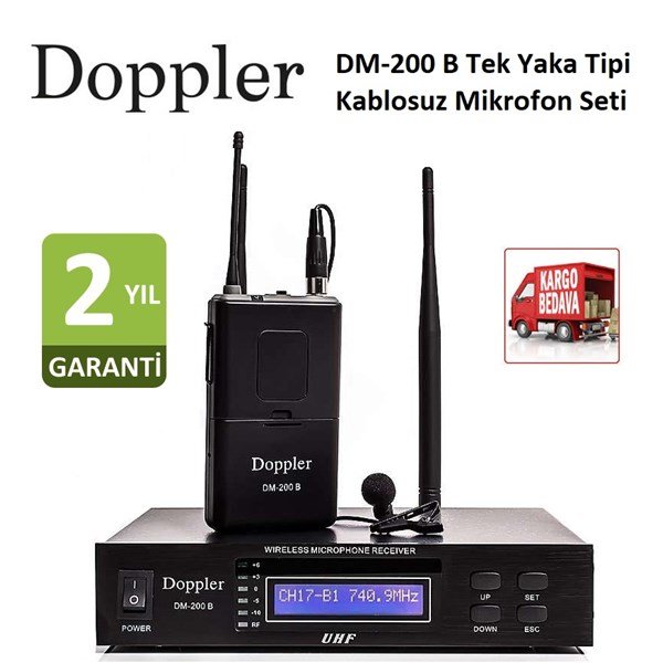 Doppler DM 200B Çift Anten Tek Yaka Telsiz Mikrofon