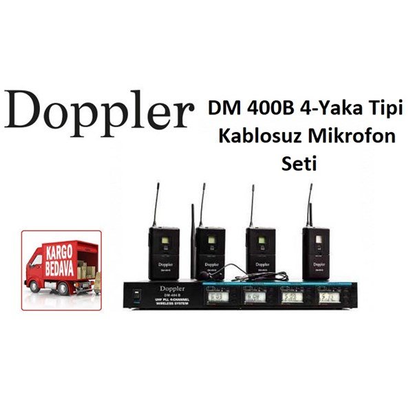 Doppler DM 400B Çift Anten Dört Yaka Telsiz Mikrofon