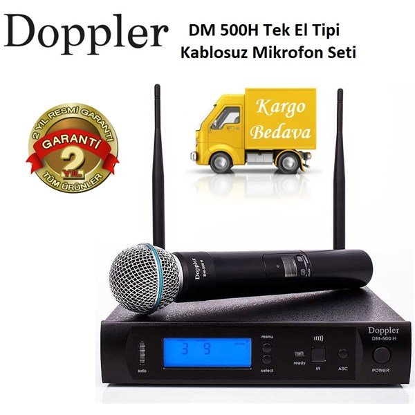 Doppler DM 500H Çift Anten Tek El Telsiz Mikrofon