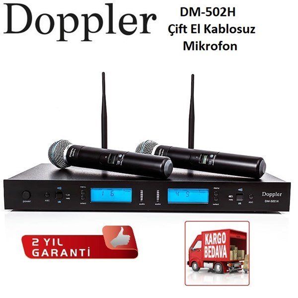 Doppler DM 502H Çift Anten Çift El Telsiz Mikrofon Seti