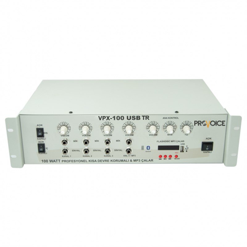 Provoice VPX-100 USB TR 100 W 6 Kanal Trafolu Mikserli Amplifikatör