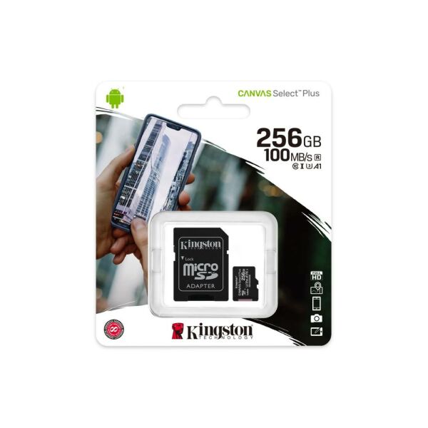 Kingston SDCS2-256GB 256GB micSDXC Canvas Select Plus 100R A1 C10 Card + ADP Hafıza Kartı