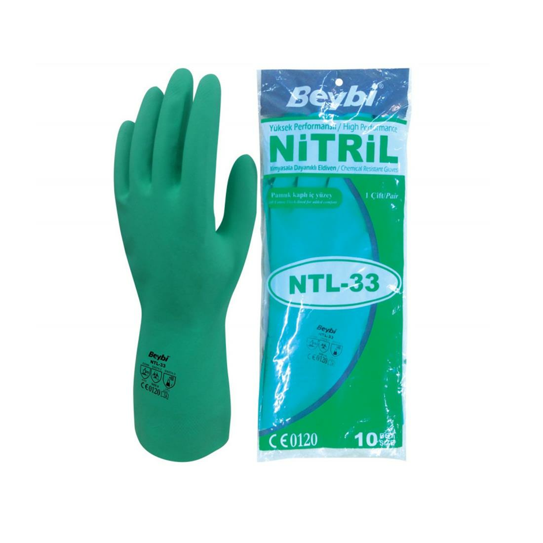 Beybi NTL33 Nitril İş Eldiveni Yeşil - No 10