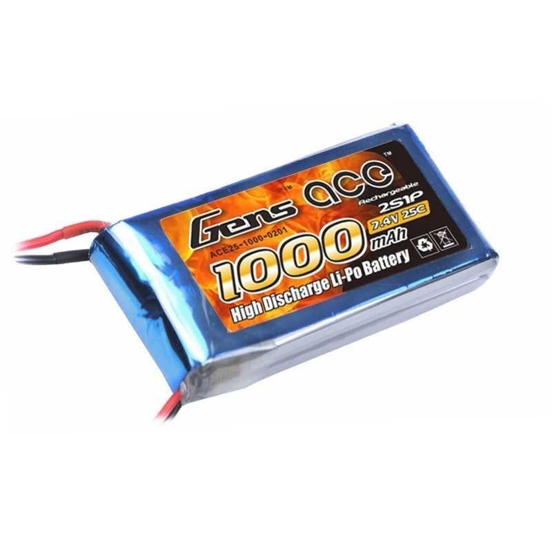 Gens ace 1000mAh 7.4V 25C 2S1P Lipo Battery