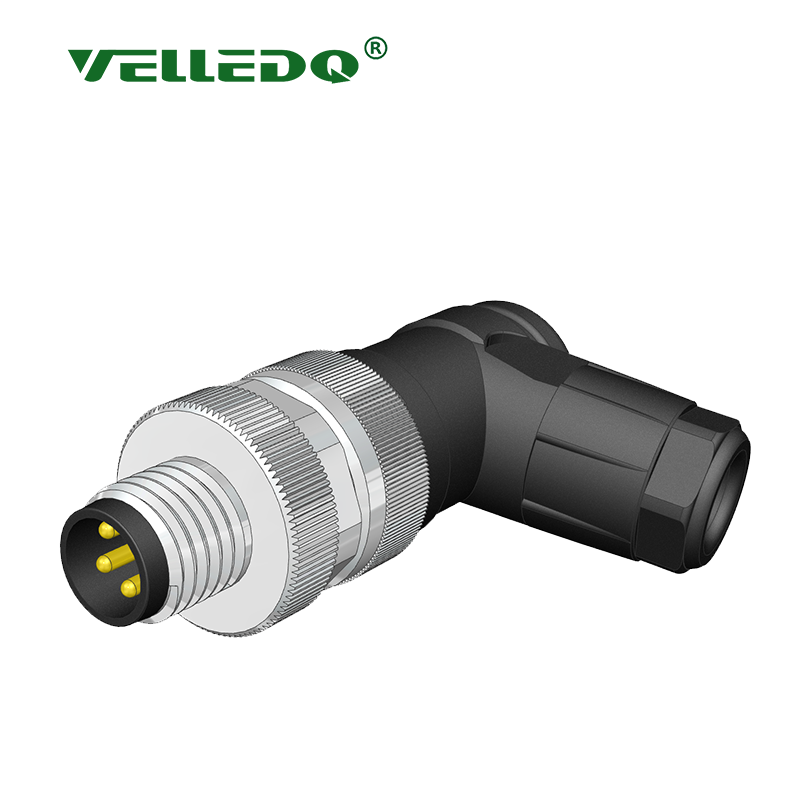 M8-M04S - M8 4 Pin Erkek 90° Açılı Konnektör - Velledq