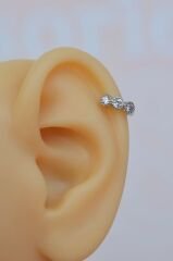 Taşlı Piercing Helix Kıkırdak Gümüş Renkli