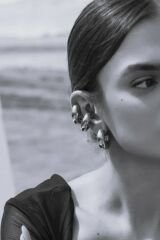 Büyük Bombeli Earcuff Büyük Halka Geçirmeli Kıkırdak Küpesi Gümüş Renk